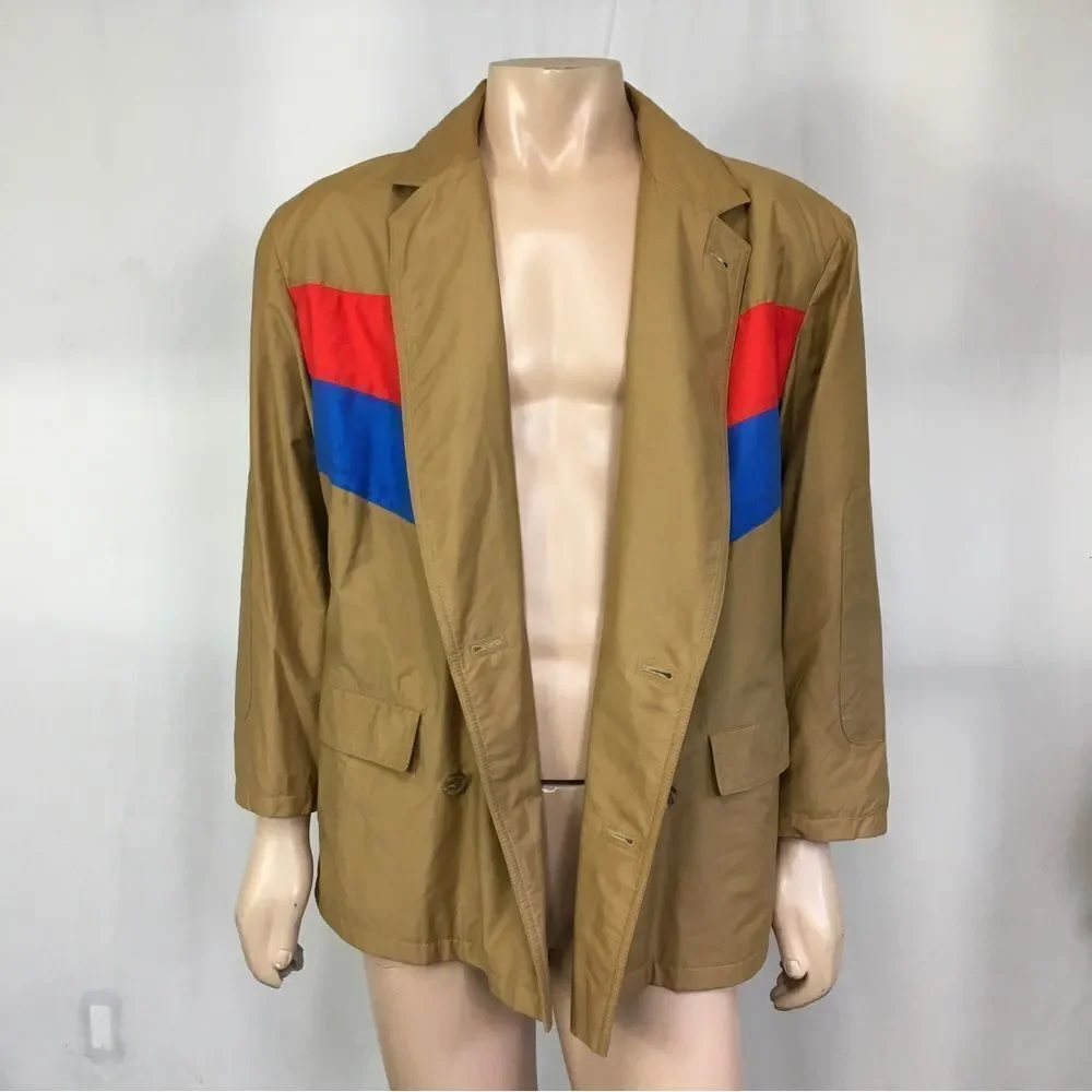 Bogner Men's Double Breasted Notch Lapel Collar Pea Coat Jacket Camel Brown  S